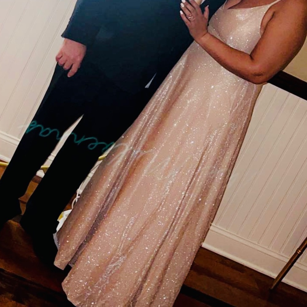 Bridesmaid gold sparkle gown